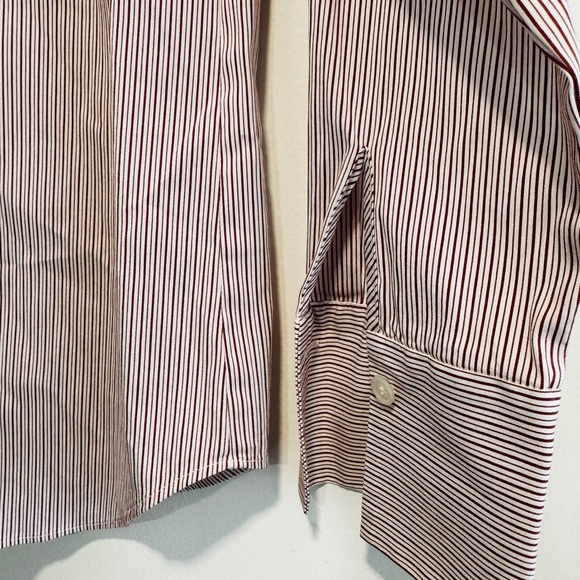 Lafayette 148 New York Pink Striped Button Down Shirt - Picture 9 of 12
